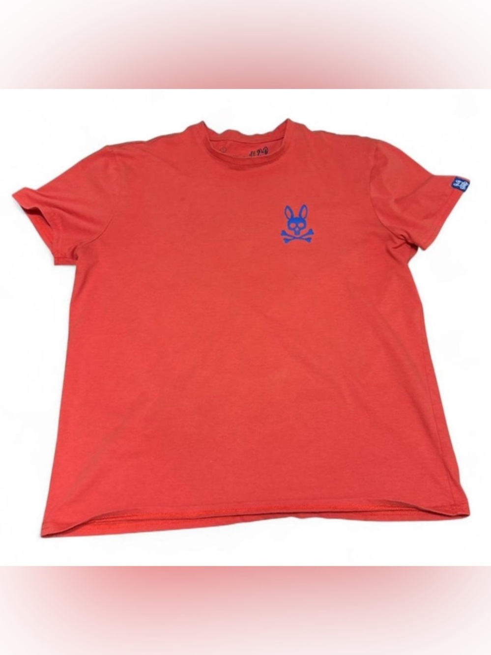 Psycho Bunny Crew Cut Red with Blue Bunny Shirt Size Small